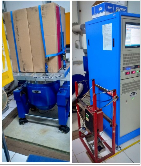 Electromagnetic vibration testing machine — detail view